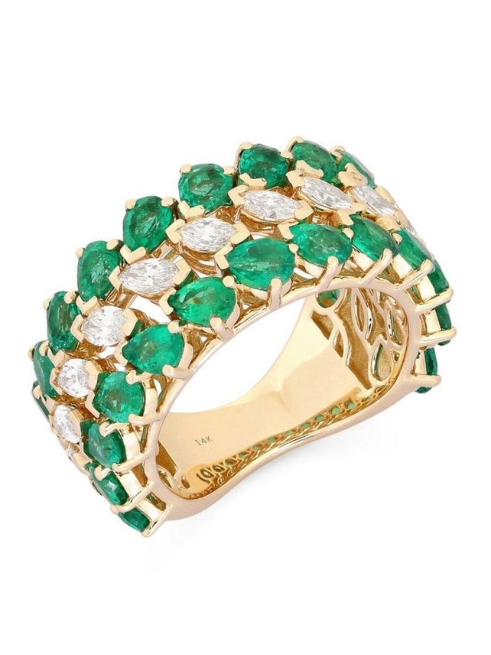 Emerald Brilliance Diamond 14K (or 18k upon request) Yellow Gold Eternity Ring